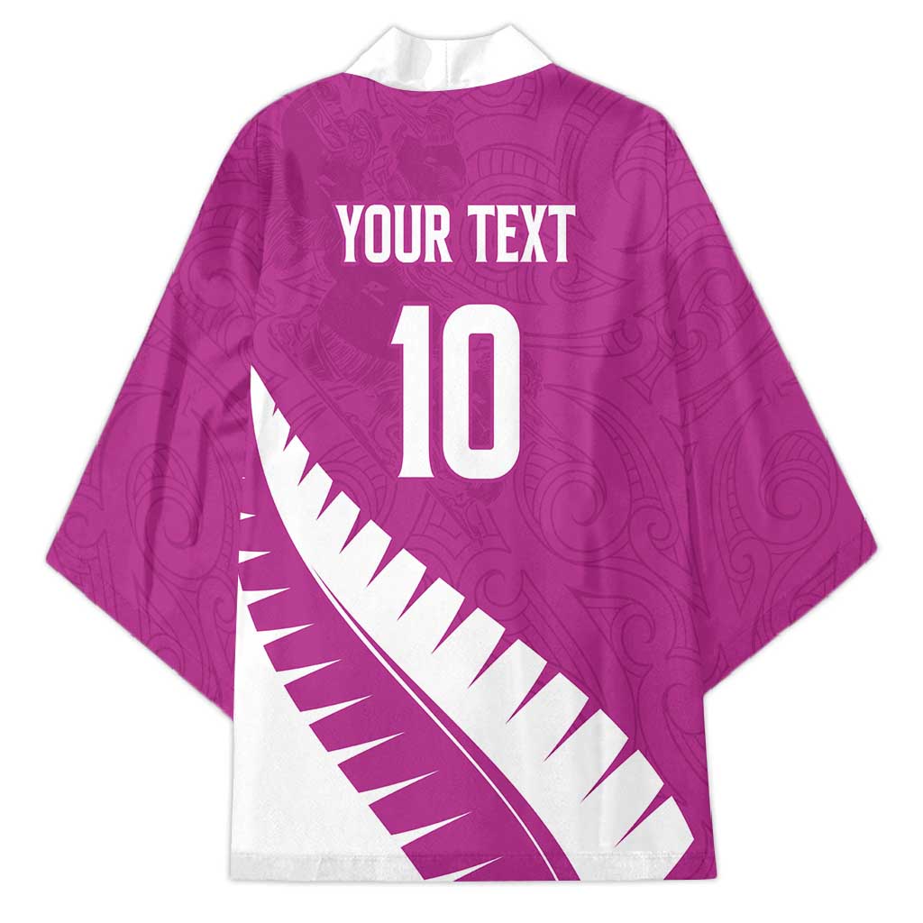 Custom New Zealand Cricket Kimono Kiwi Birds Haka Dance Pink Fern Sporty Style LT03 - Polynesian Pride