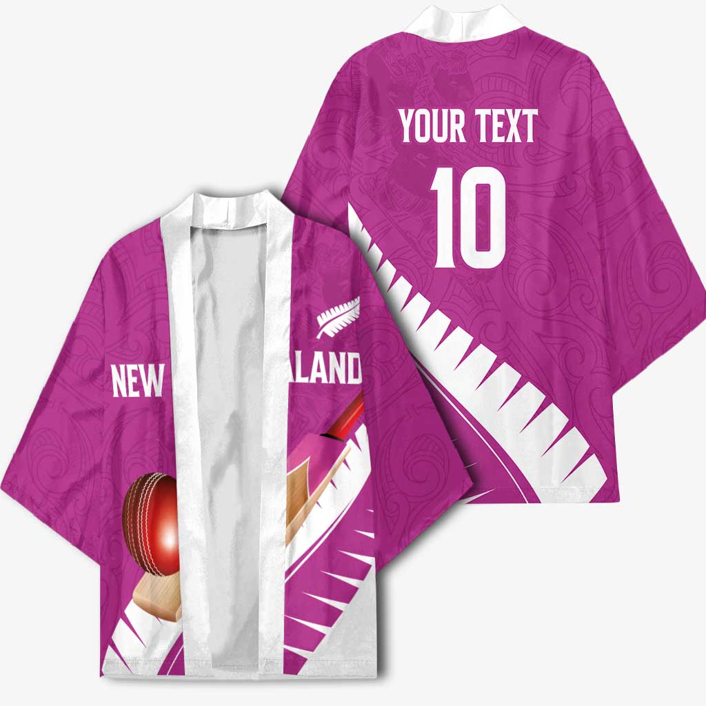 Custom New Zealand Cricket Kimono Kiwi Birds Haka Dance Pink Fern Sporty Style LT03 - Polynesian Pride