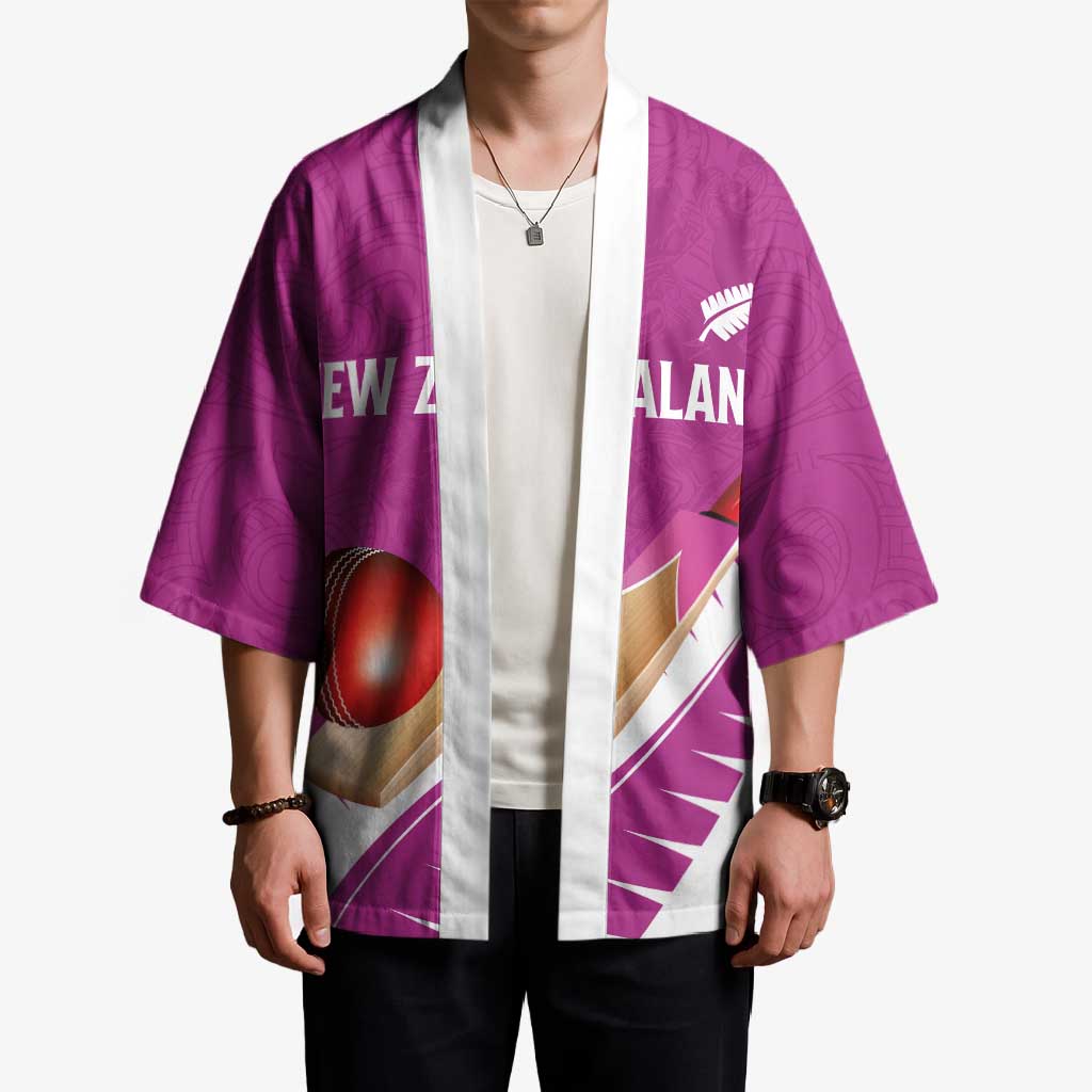 Custom New Zealand Cricket Kimono Kiwi Birds Haka Dance Pink Fern Sporty Style LT03 - Polynesian Pride