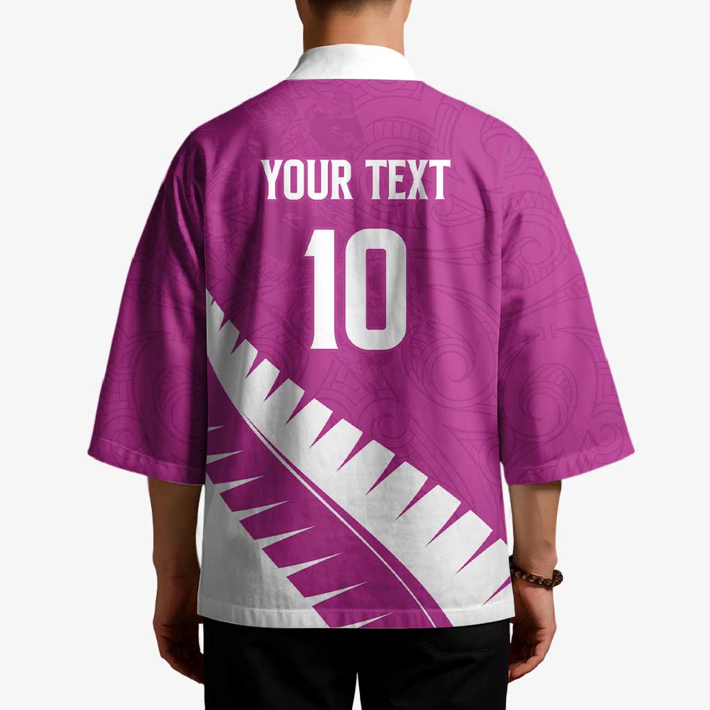 Custom New Zealand Cricket Kimono Kiwi Birds Haka Dance Pink Fern Sporty Style LT03 - Polynesian Pride