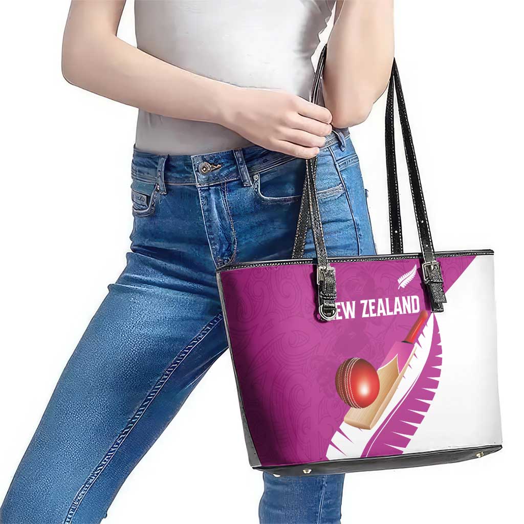 New Zealand Cricket Leather Tote Bag Kiwi Birds Haka Dance Pink Fern Sporty Style LT03 - Polynesian Pride