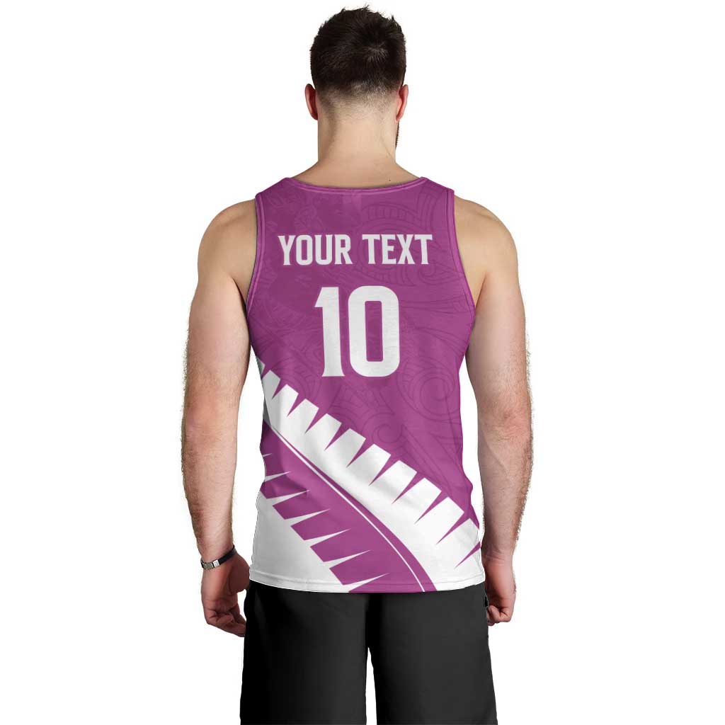 Custom New Zealand Cricket Men Tank Top Kiwi Birds Haka Dance Pink Fern Sporty Style LT03 - Polynesian Pride