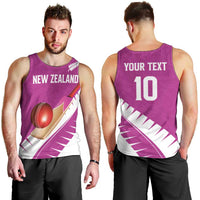 Custom New Zealand Cricket Men Tank Top Kiwi Birds Haka Dance Pink Fern Sporty Style LT03 - Polynesian Pride