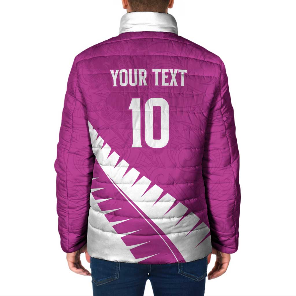 Custom New Zealand Cricket Padded Jacket Kiwi Birds Haka Dance Pink Fern Sporty Style LT03 - Polynesian Pride
