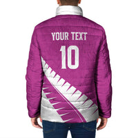 Custom New Zealand Cricket Padded Jacket Kiwi Birds Haka Dance Pink Fern Sporty Style LT03 - Polynesian Pride