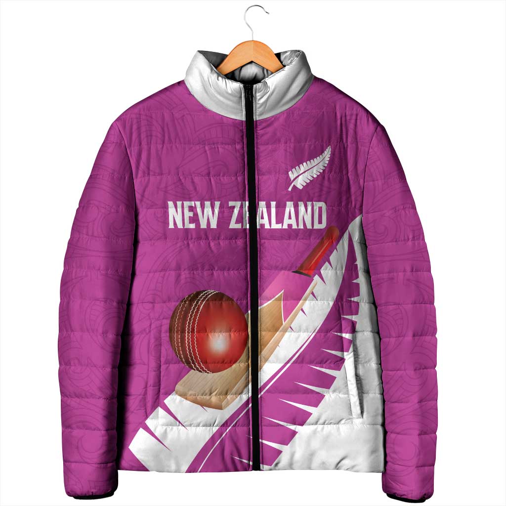 Custom New Zealand Cricket Padded Jacket Kiwi Birds Haka Dance Pink Fern Sporty Style LT03 - Polynesian Pride