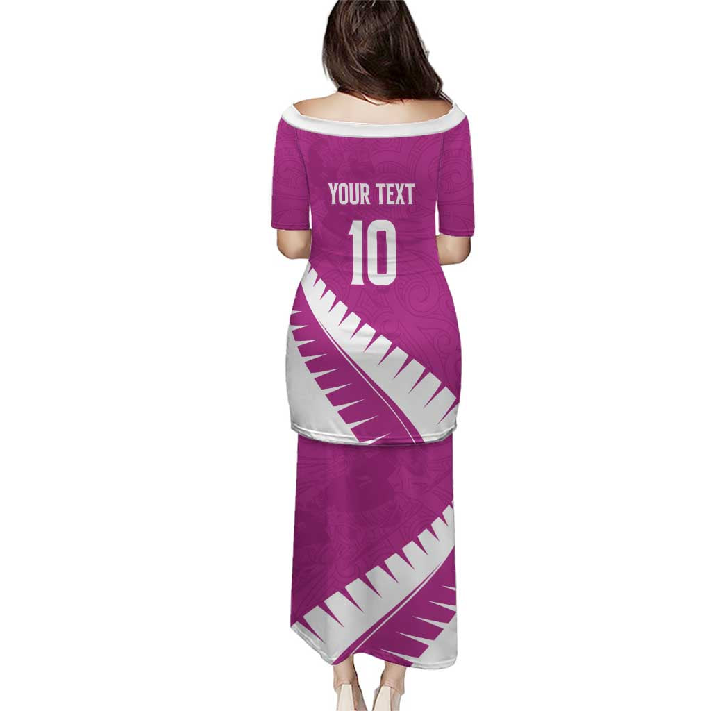 Custom New Zealand Cricket Puletasi Kiwi Birds Haka Dance Pink Fern Sporty Style LT03 - Polynesian Pride