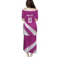Custom New Zealand Cricket Puletasi Kiwi Birds Haka Dance Pink Fern Sporty Style LT03 - Polynesian Pride