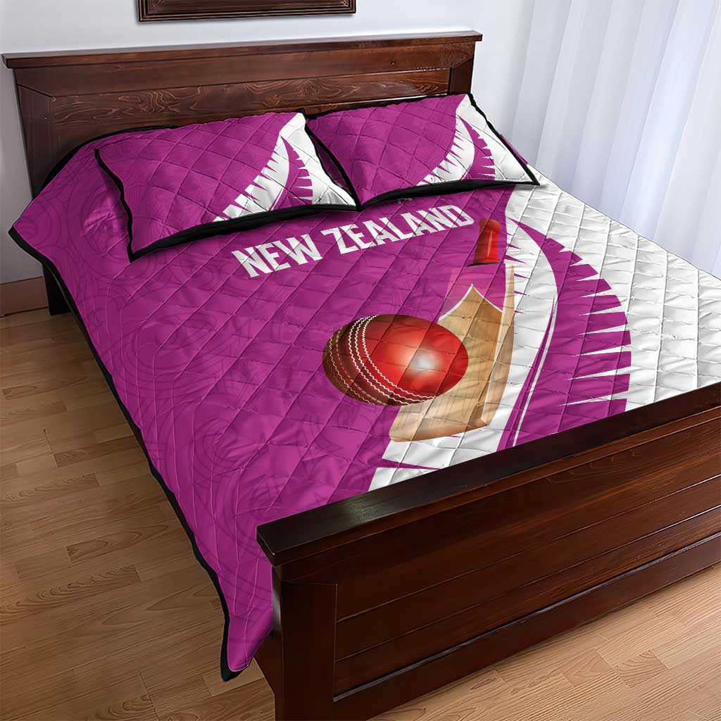 New Zealand Cricket Quilt Bed Set Kiwi Birds Haka Dance Pink Fern Sporty Style LT03 - Polynesian Pride