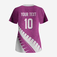 Custom New Zealand Cricket Scrub Top Kiwi Birds Haka Dance Pink Fern Sporty Style LT03 - Polynesian Pride