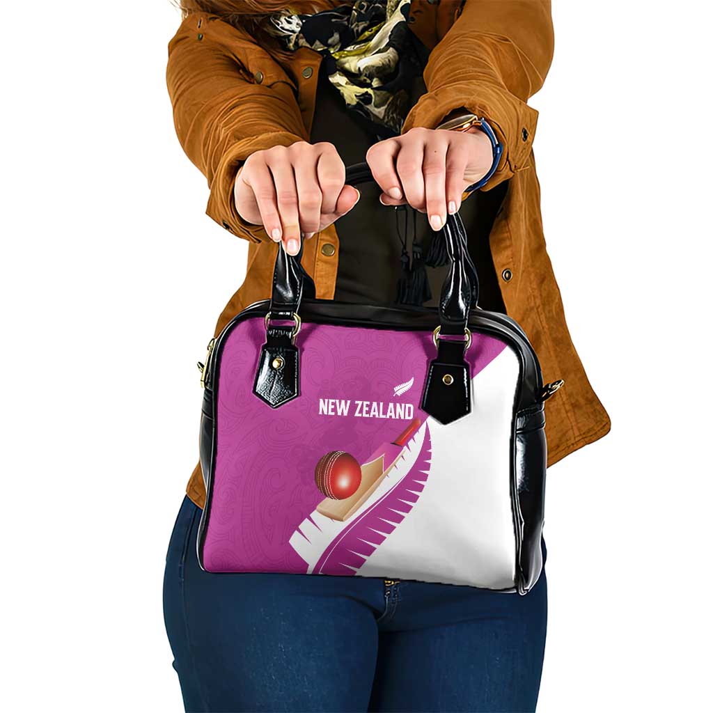 New Zealand Cricket Shoulder Handbag Kiwi Birds Haka Dance Pink Fern Sporty Style LT03 One Size Pink - Polynesian Pride