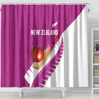 New Zealand Cricket Shower Curtain Kiwi Birds Haka Dance Pink Fern Sporty Style LT03 - Polynesian Pride