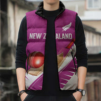 Custom New Zealand Cricket Sleeveless Puffer Jacket Kiwi Birds Haka Dance Pink Fern Sporty Style LT03 - Polynesian Pride