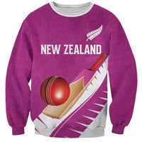 Custom New Zealand Cricket Sweatshirt Kiwi Birds Haka Dance Pink Fern Sporty Style LT03 Unisex Pink - Polynesian Pride