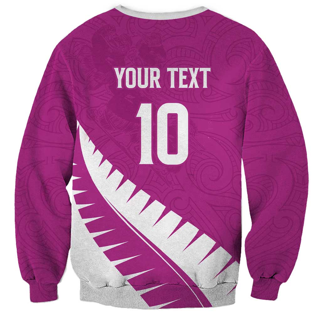 Custom New Zealand Cricket Sweatshirt Kiwi Birds Haka Dance Pink Fern Sporty Style LT03 - Polynesian Pride