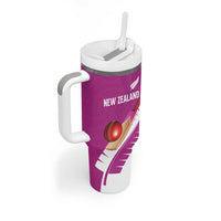 Custom New Zealand Cricket Tumbler With Handle Kiwi Birds Haka Dance Pink Fern Sporty Style LT03 - Polynesian Pride
