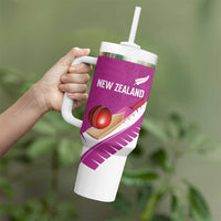 Custom New Zealand Cricket Tumbler With Handle Kiwi Birds Haka Dance Pink Fern Sporty Style LT03 - Polynesian Pride