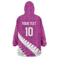 Custom New Zealand Cricket Wearable Blanket Hoodie Kiwi Birds Haka Dance Pink Fern Sporty Style LT03 - Polynesian Pride