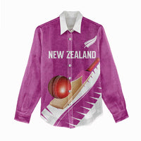 Custom New Zealand Cricket Women Casual Shirt Kiwi Birds Haka Dance Pink Fern Sporty Style LT03 - Polynesian Pride