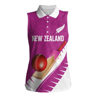 Custom New Zealand Cricket Women Sleeveless Polo Shirt Kiwi Birds Haka Dance Pink Fern Sporty Style LT03 Female Pink - Polynesian Pride
