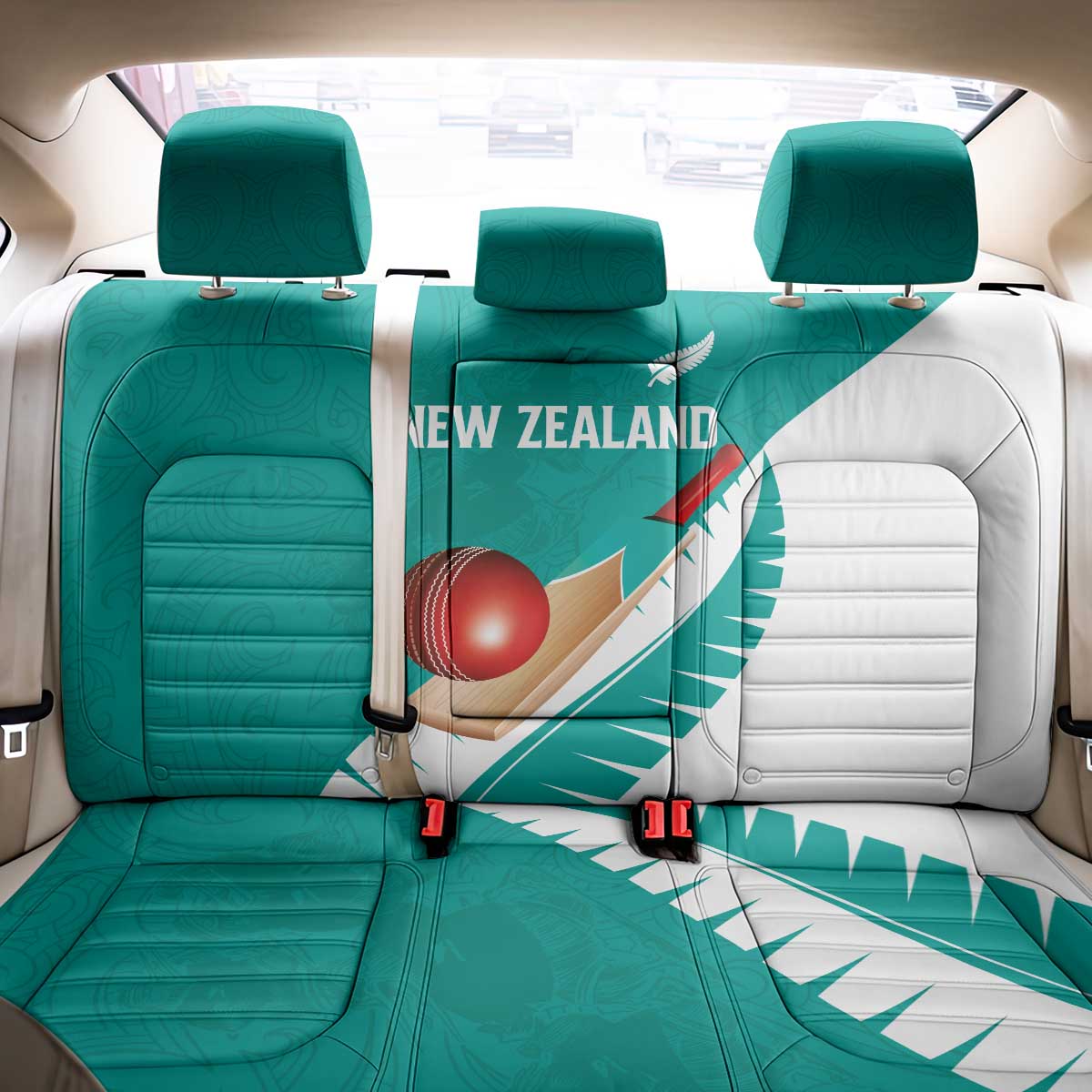 New Zealand Cricket Back Car Seat Cover Kiwi Birds Haka Dance Turquoise Fern Sporty Style LT03 - Polynesian Pride