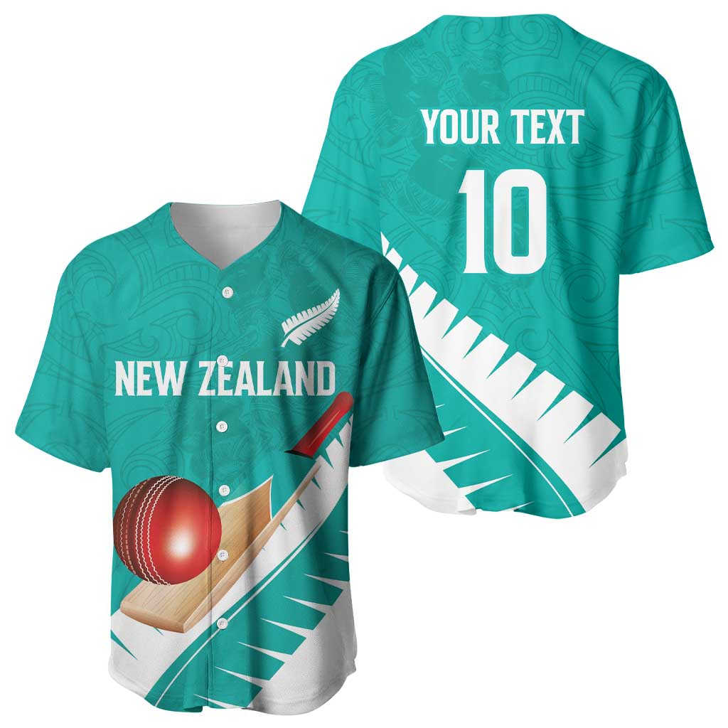 Custom New Zealand Cricket Baseball Jersey Kiwi Birds Haka Dance Turquoise Fern Sporty Style LT03 - Polynesian Pride
