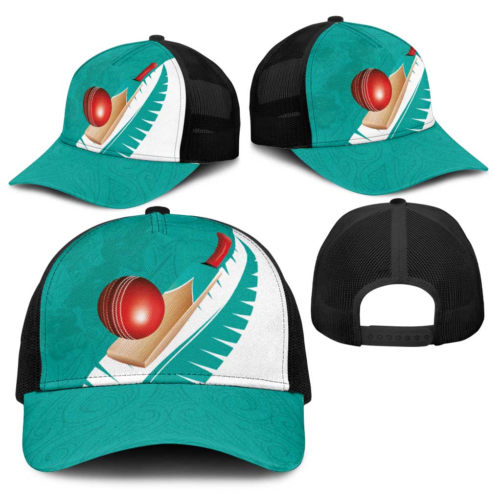 New Zealand Cricket Baseball Net Cap Kiwi Birds Haka Dance Turquoise Fern Sporty Style LT03 - Polynesian Pride