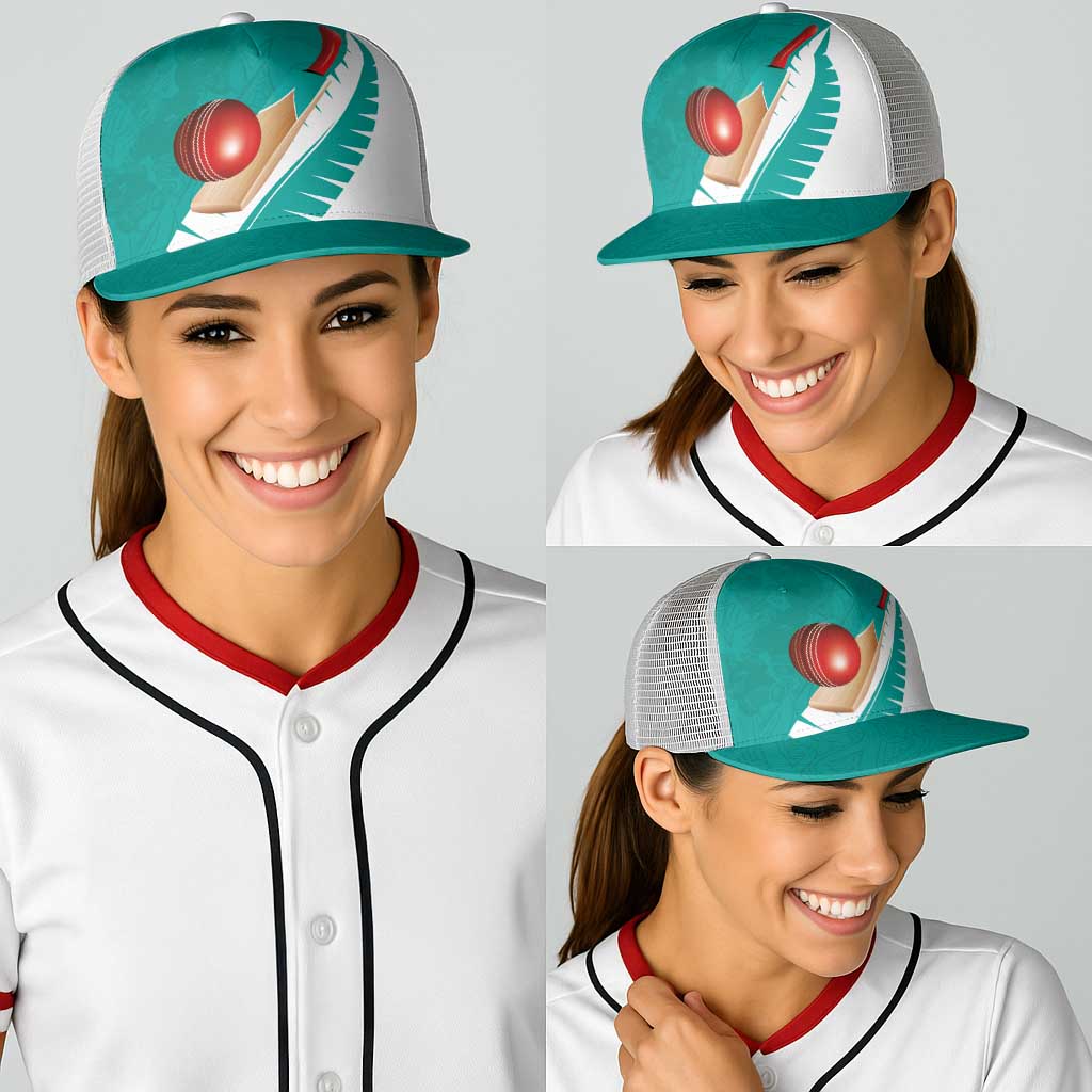 New Zealand Cricket Baseball Net Cap Kiwi Birds Haka Dance Turquoise Fern Sporty Style LT03 - Polynesian Pride