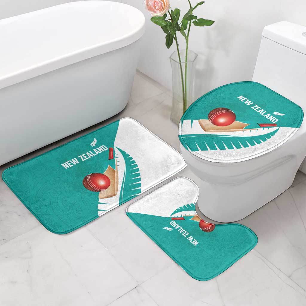 New Zealand Cricket Bathroom Set Kiwi Birds Haka Dance Turquoise Fern Sporty Style LT03 - Polynesian Pride