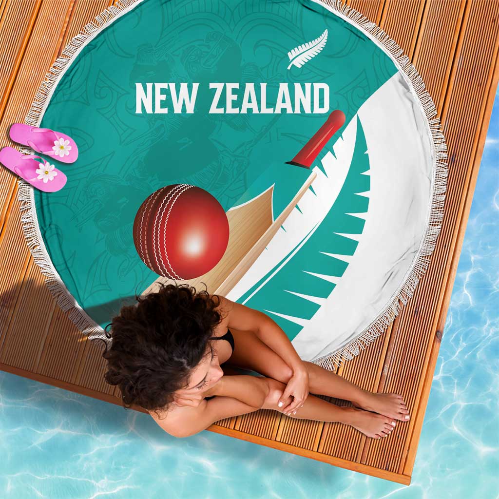 New Zealand Cricket Beach Blanket Kiwi Birds Haka Dance Turquoise Fern Sporty Style LT03 - Polynesian Pride