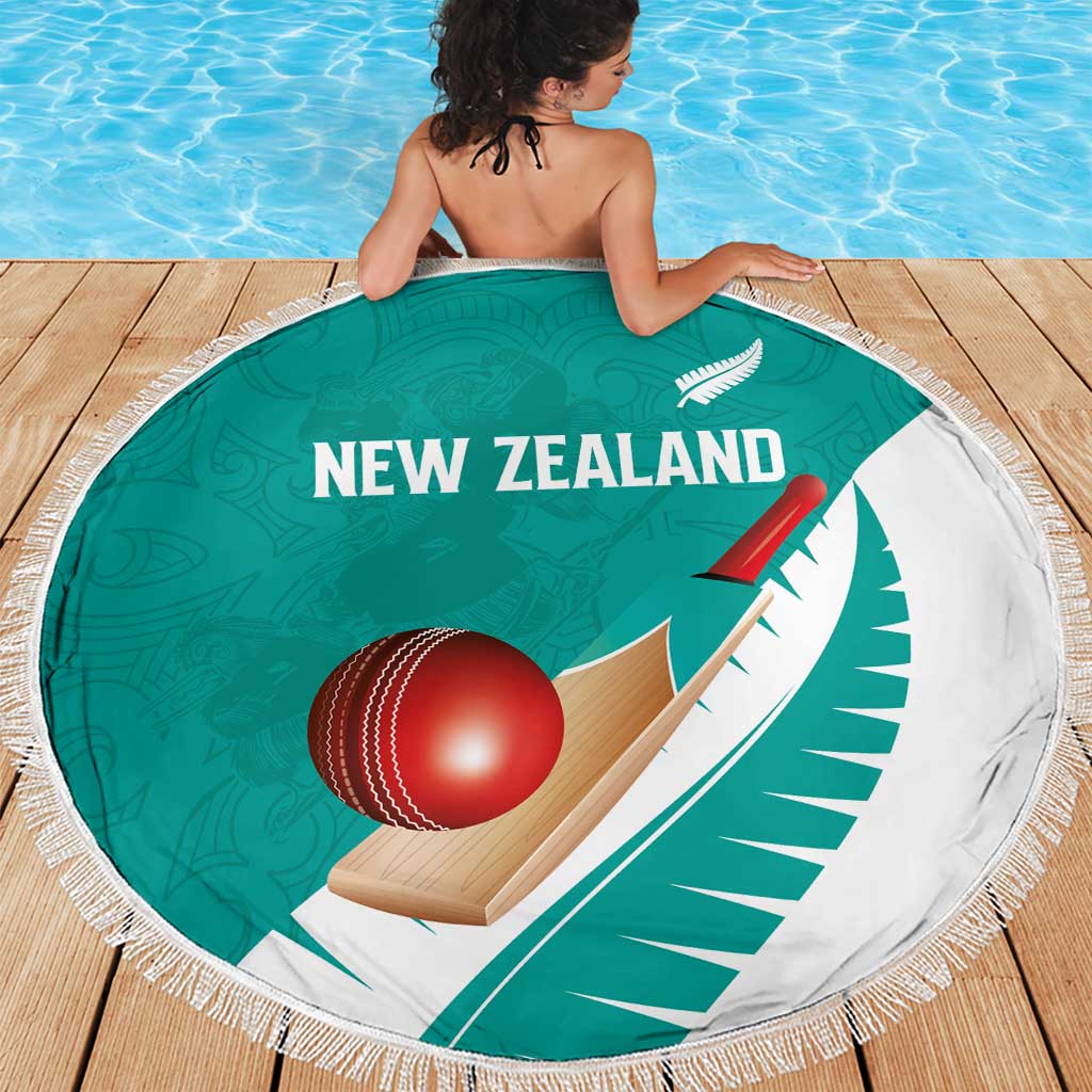 New Zealand Cricket Beach Blanket Kiwi Birds Haka Dance Turquoise Fern Sporty Style LT03 - Polynesian Pride