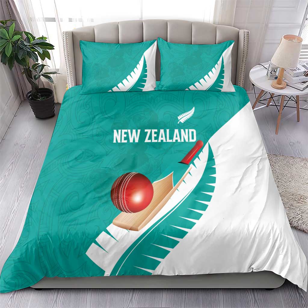 New Zealand Cricket Bedding Set Kiwi Birds Haka Dance Turquoise Fern Sporty Style LT03 - Polynesian Pride