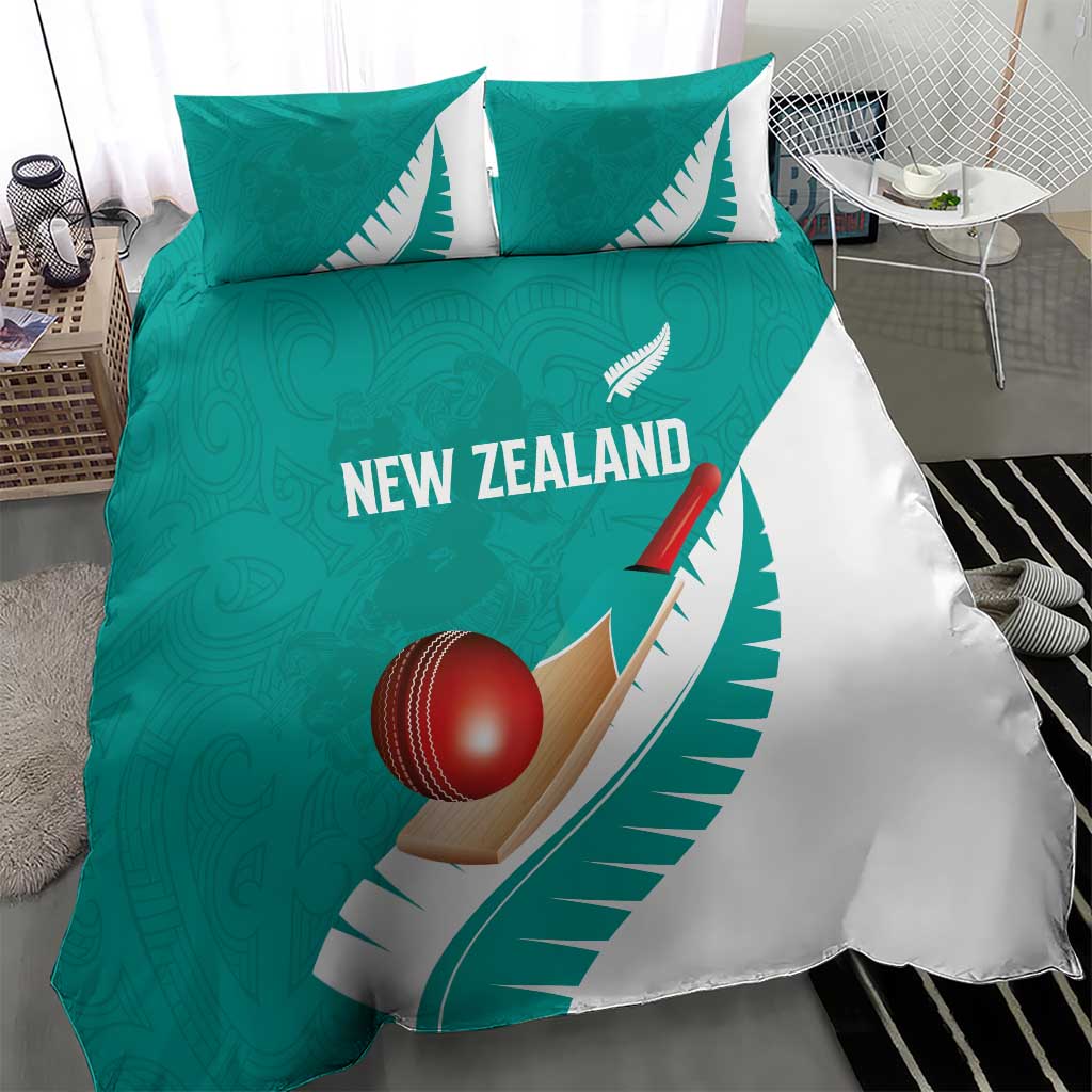 New Zealand Cricket Bedding Set Kiwi Birds Haka Dance Turquoise Fern Sporty Style LT03 - Polynesian Pride