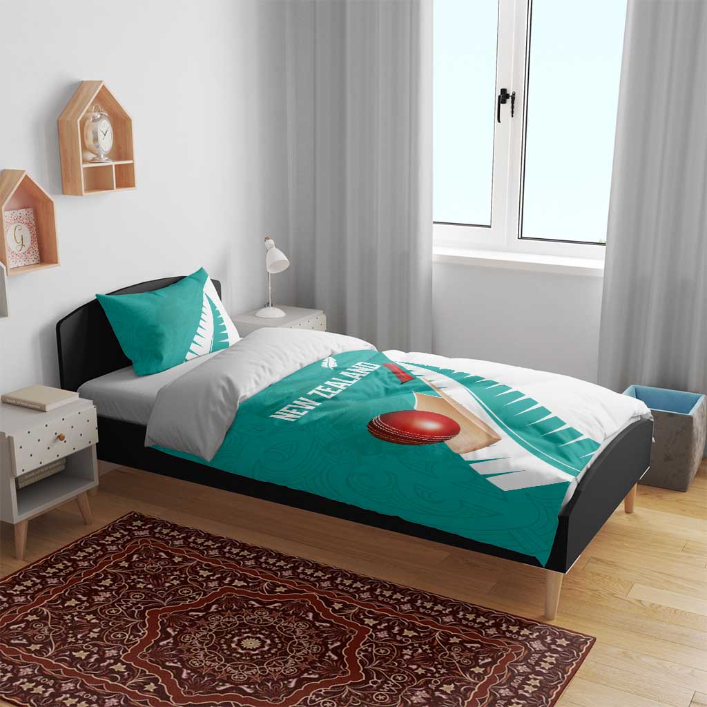 New Zealand Cricket Bedding Set Kiwi Birds Haka Dance Turquoise Fern Sporty Style LT03 - Polynesian Pride