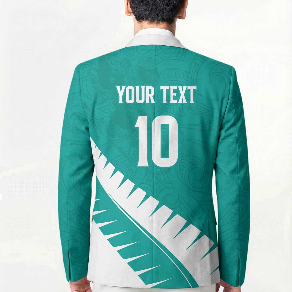 Custom New Zealand Cricket Blazer Kiwi Birds Haka Dance Turquoise Fern Sporty Style LT03 - Polynesian Pride