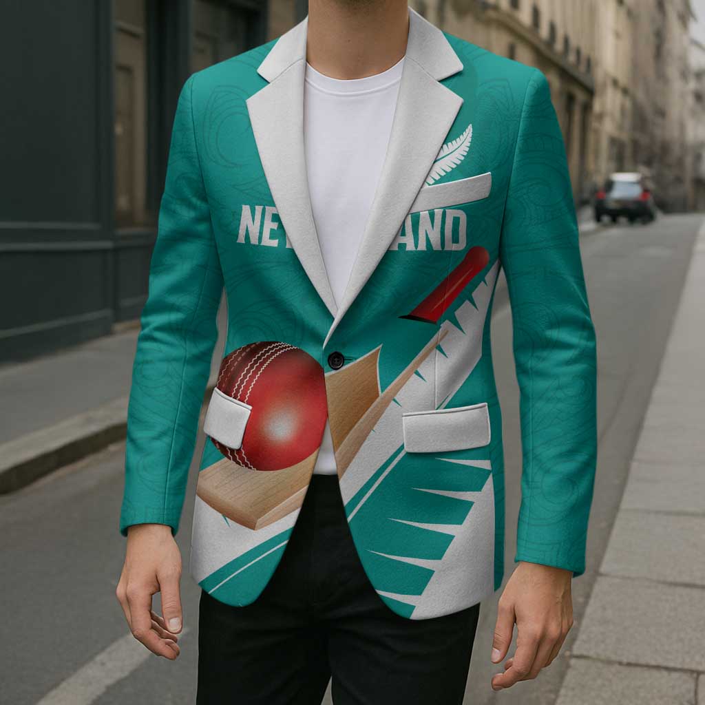 Custom New Zealand Cricket Blazer Kiwi Birds Haka Dance Turquoise Fern Sporty Style LT03 - Polynesian Pride