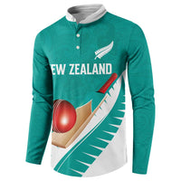 Custom New Zealand Cricket Button Sweatshirt Kiwi Birds Haka Dance Turquoise Fern Sporty Style LT03 - Polynesian Pride