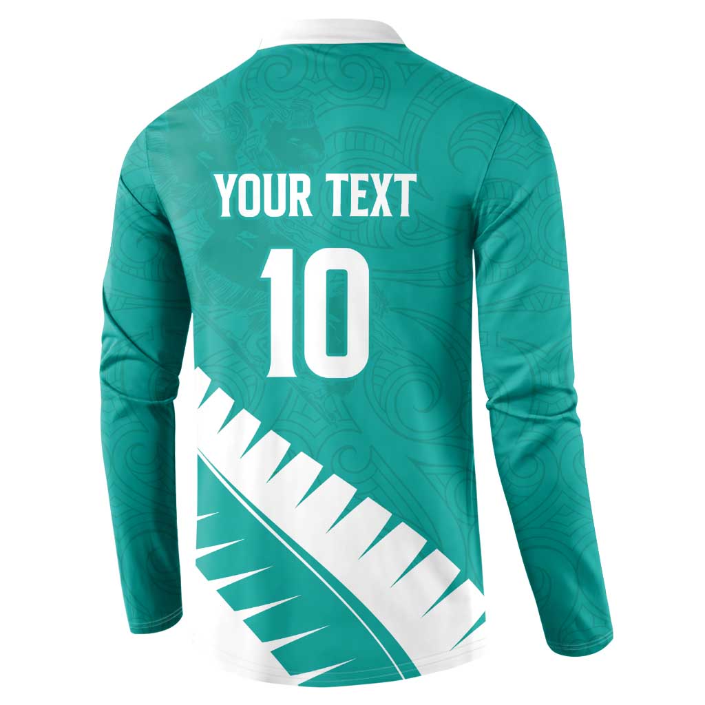 Custom New Zealand Cricket Button Sweatshirt Kiwi Birds Haka Dance Turquoise Fern Sporty Style LT03 - Polynesian Pride
