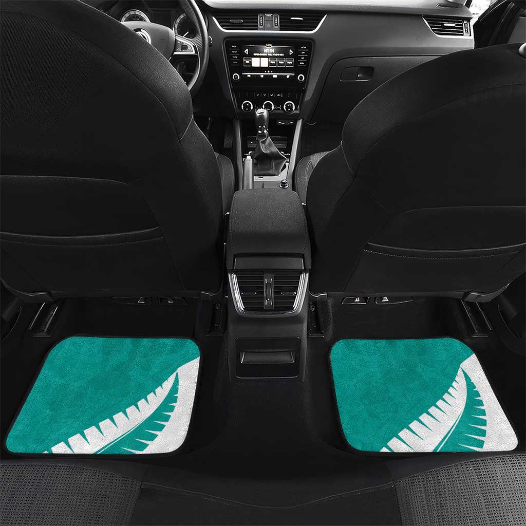 Custom New Zealand Cricket Car Mats Kiwi Birds Haka Dance Turquoise Fern Sporty Style LT03 Set 2pcs - Back Turquoise - Polynesian Pride