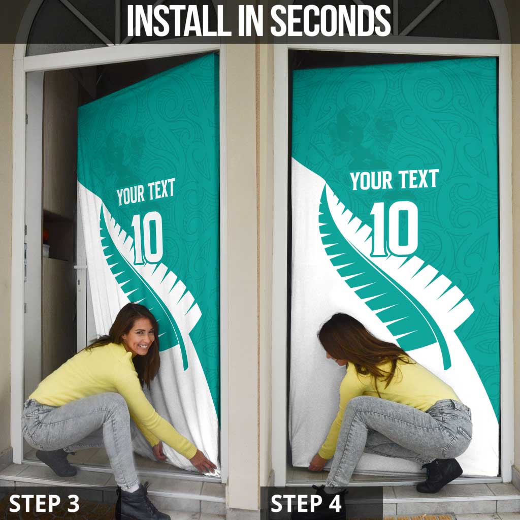 Custom New Zealand Cricket Door Cover Kiwi Birds Haka Dance Turquoise Fern Sporty Style LT03 - Polynesian Pride