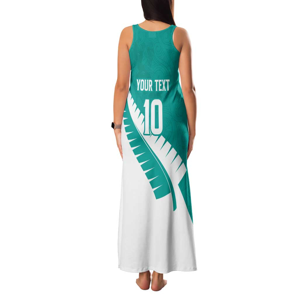 Custom New Zealand Cricket Family Matching Tank Maxi Dress and Hawaiian Shirt Kiwi Birds Haka Dance Turquoise Fern Sporty Style LT03 - Polynesian Pride