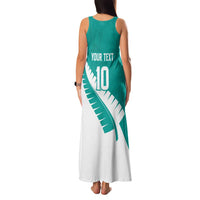 Custom New Zealand Cricket Family Matching Tank Maxi Dress and Hawaiian Shirt Kiwi Birds Haka Dance Turquoise Fern Sporty Style LT03 - Polynesian Pride