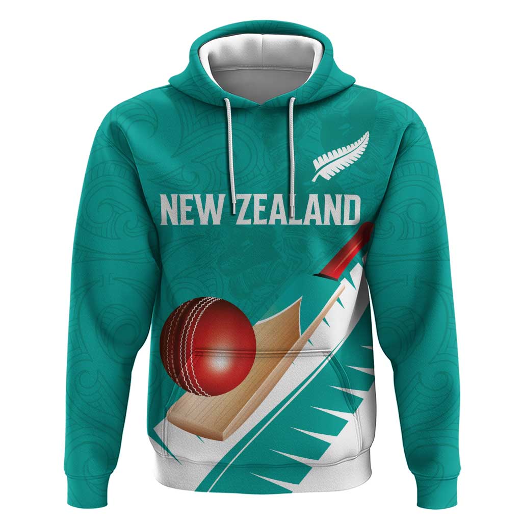 Custom New Zealand Cricket Hoodie Kiwi Birds Haka Dance Turquoise Fern Sporty Style LT03 Pullover Hoodie Turquoise - Polynesian Pride