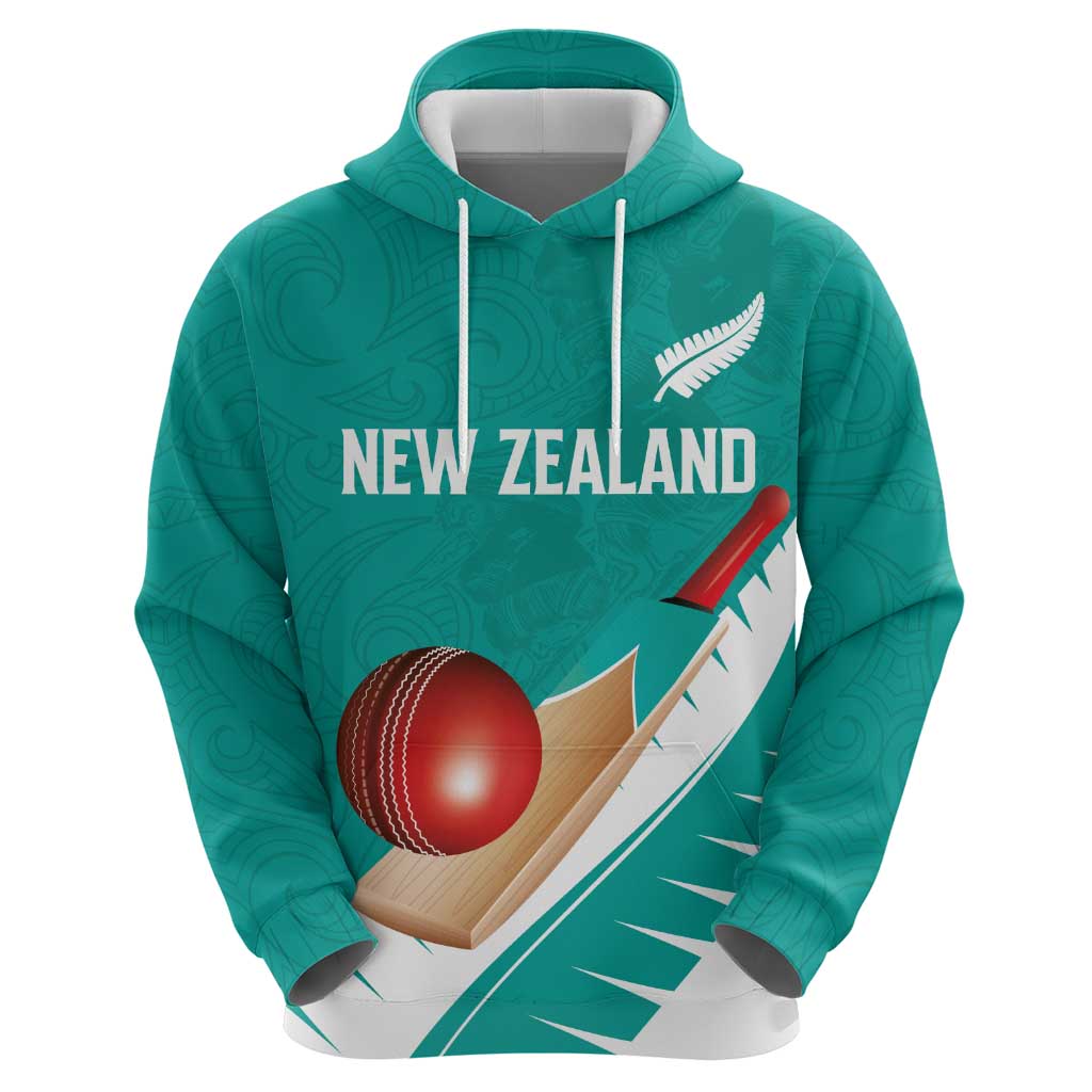 Custom New Zealand Cricket Hoodie Kiwi Birds Haka Dance Turquoise Fern Sporty Style LT03 - Polynesian Pride