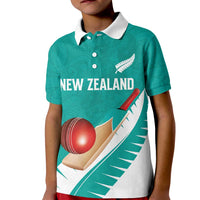 Custom New Zealand Cricket Kid Polo Shirt Kiwi Birds Haka Dance Turquoise Fern Sporty Style LT03 Kid Turquoise - Polynesian Pride