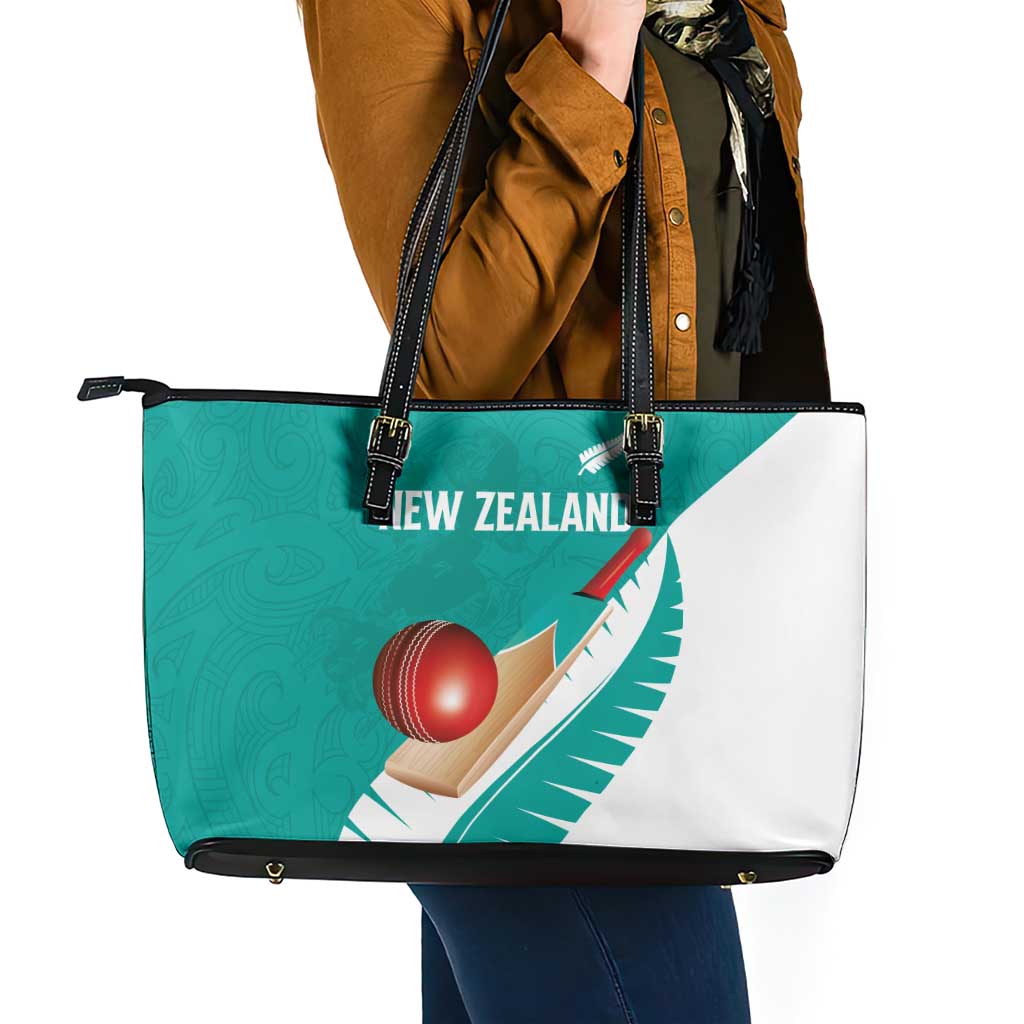 New Zealand Cricket Leather Tote Bag Kiwi Birds Haka Dance Turquoise Fern Sporty Style LT03 - Polynesian Pride