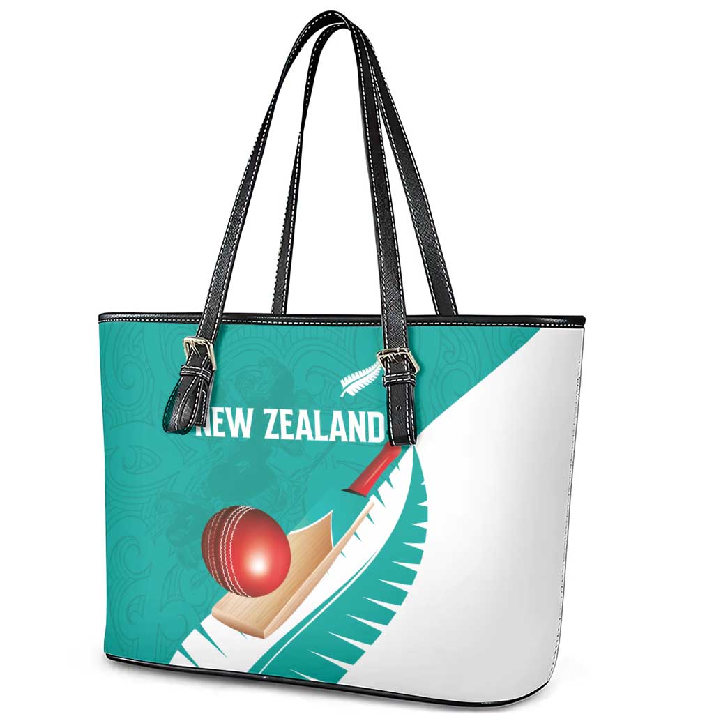 New Zealand Cricket Leather Tote Bag Kiwi Birds Haka Dance Turquoise Fern Sporty Style LT03 - Polynesian Pride