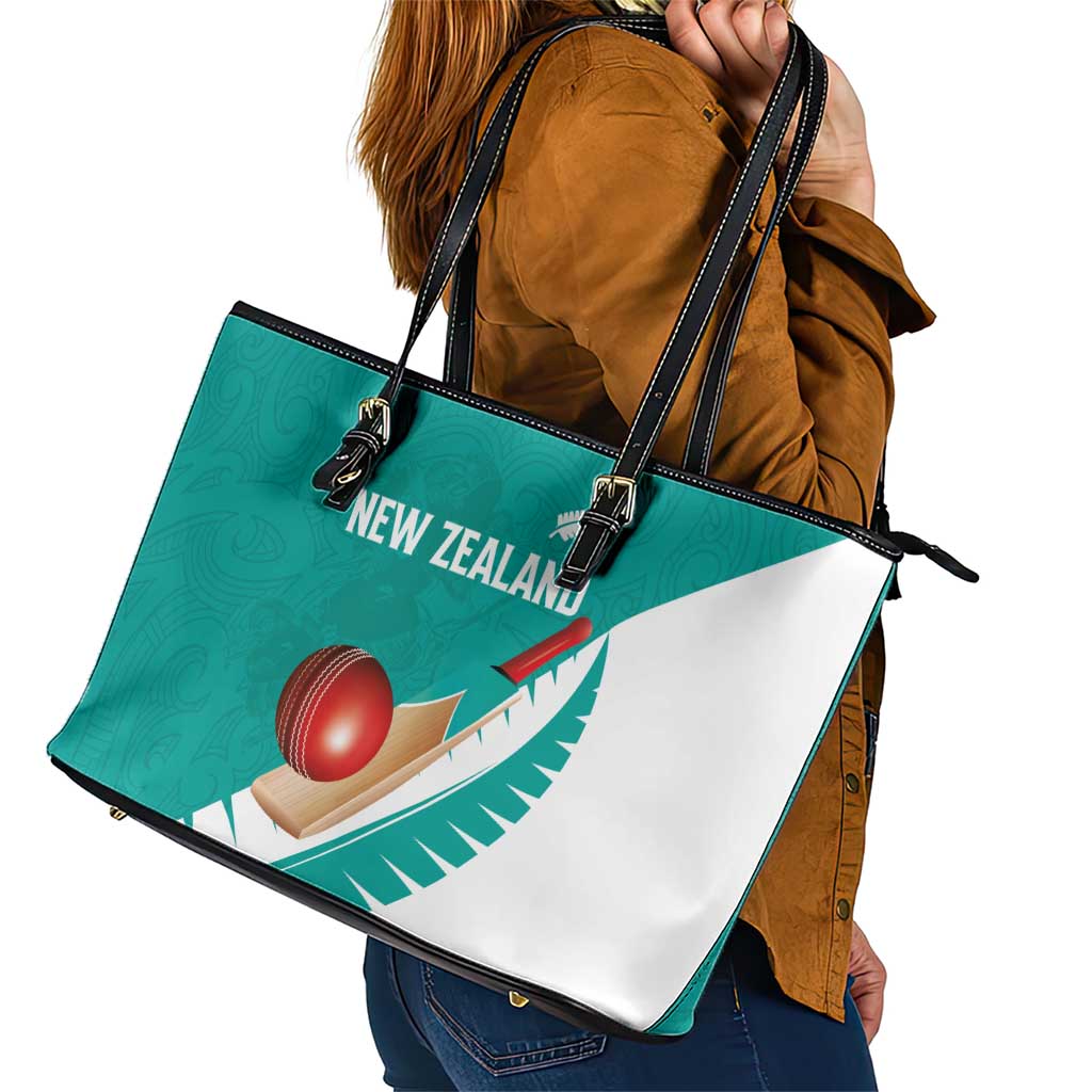New Zealand Cricket Leather Tote Bag Kiwi Birds Haka Dance Turquoise Fern Sporty Style LT03 - Polynesian Pride