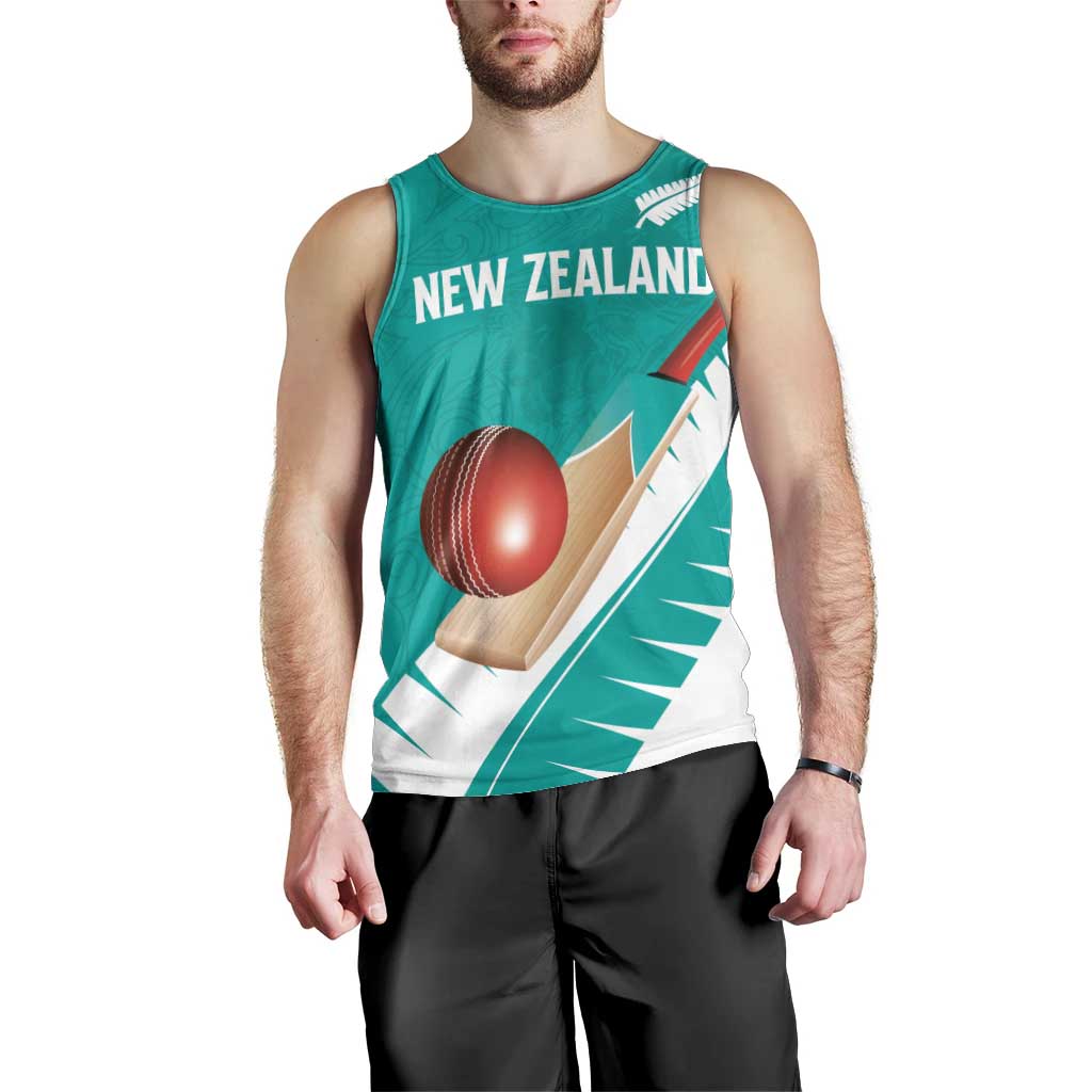Custom New Zealand Cricket Men Tank Top Kiwi Birds Haka Dance Turquoise Fern Sporty Style LT03 - Polynesian Pride