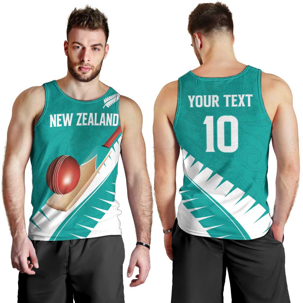 Custom New Zealand Cricket Men Tank Top Kiwi Birds Haka Dance Turquoise Fern Sporty Style LT03 - Polynesian Pride